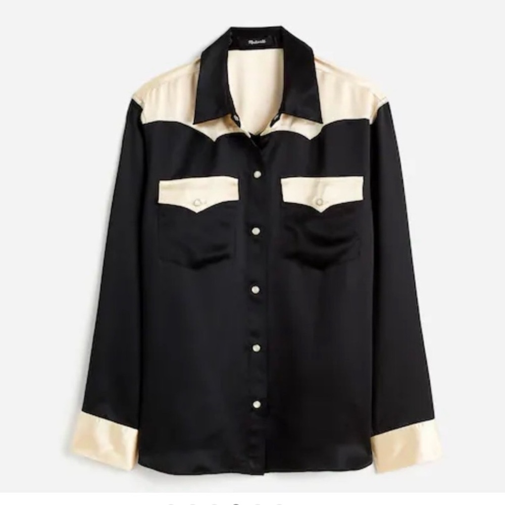 Madewell x Alexa Chung Silk Western Button Up Shirt